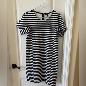 J. Crew Black and White Striped Midi Dress Small